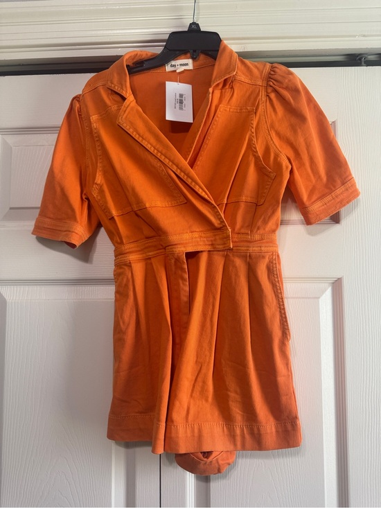 Day + Moon Pants - Day + Moon Orange Short-Sleeve Romper